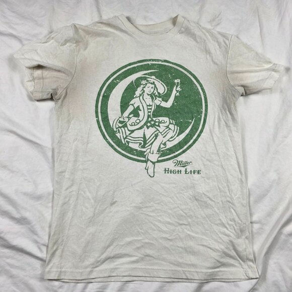 Miller High Life Womens XS White Shirt Casual Going Out Outdoors Short Sleeve - Picture 1 of 9